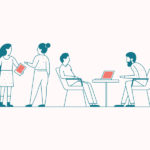 Illustration of people socializing in a office break room