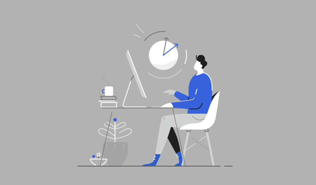 Illustration of a person working at a desk